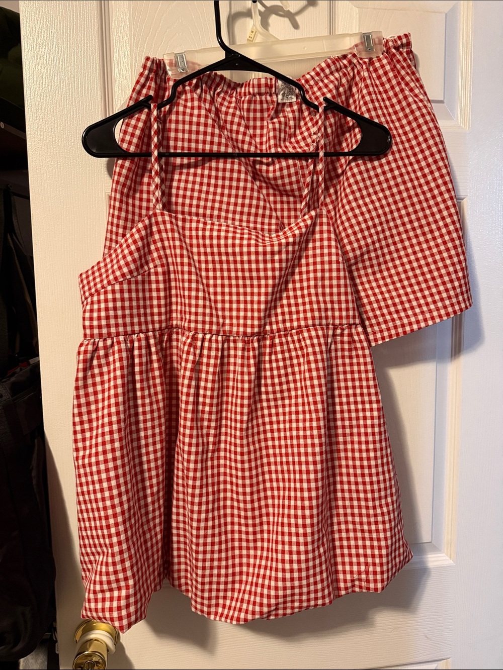 Red Gingham Spaghetti Strap Set